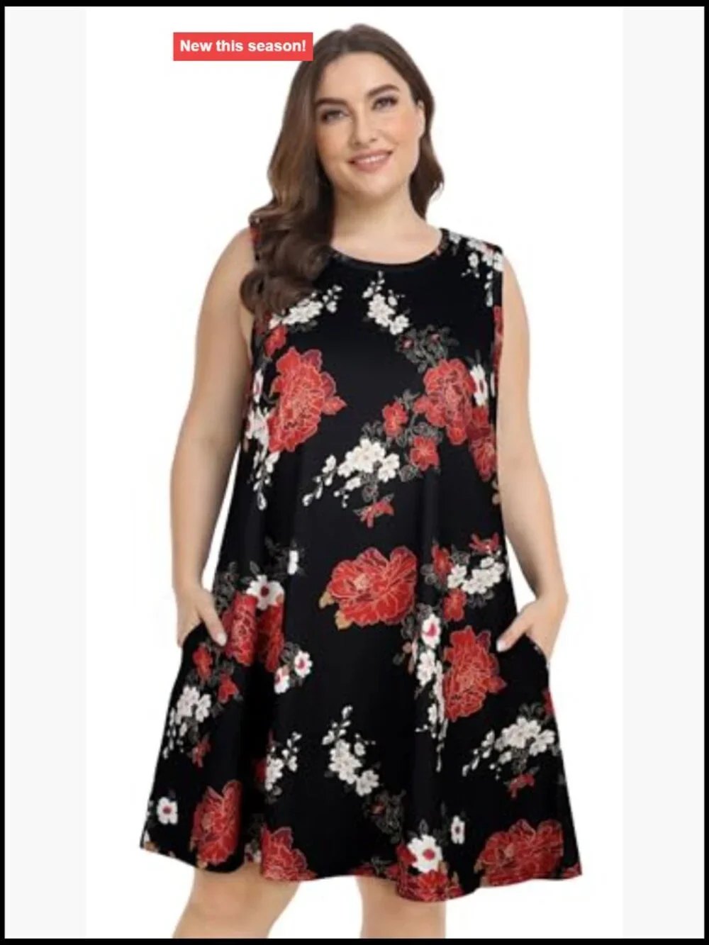 Plus Size Sleeveless Tank Sundress with Pockets Cotton Blend - Picture 2 of 5